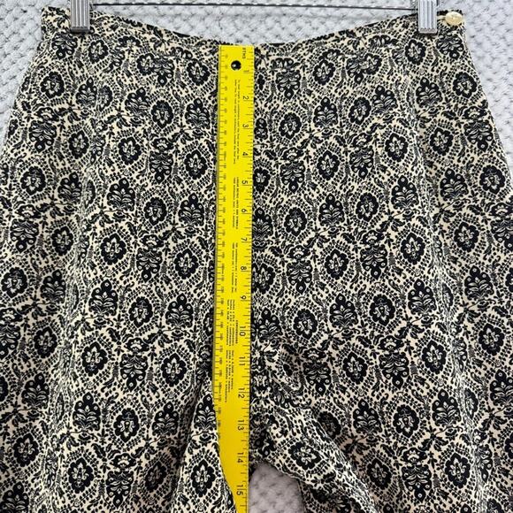 VTG Talbots Pants Women 8 Tan Black Silk Floral Trouser Straight Leg Fully Lined - Picture 16 of 16
